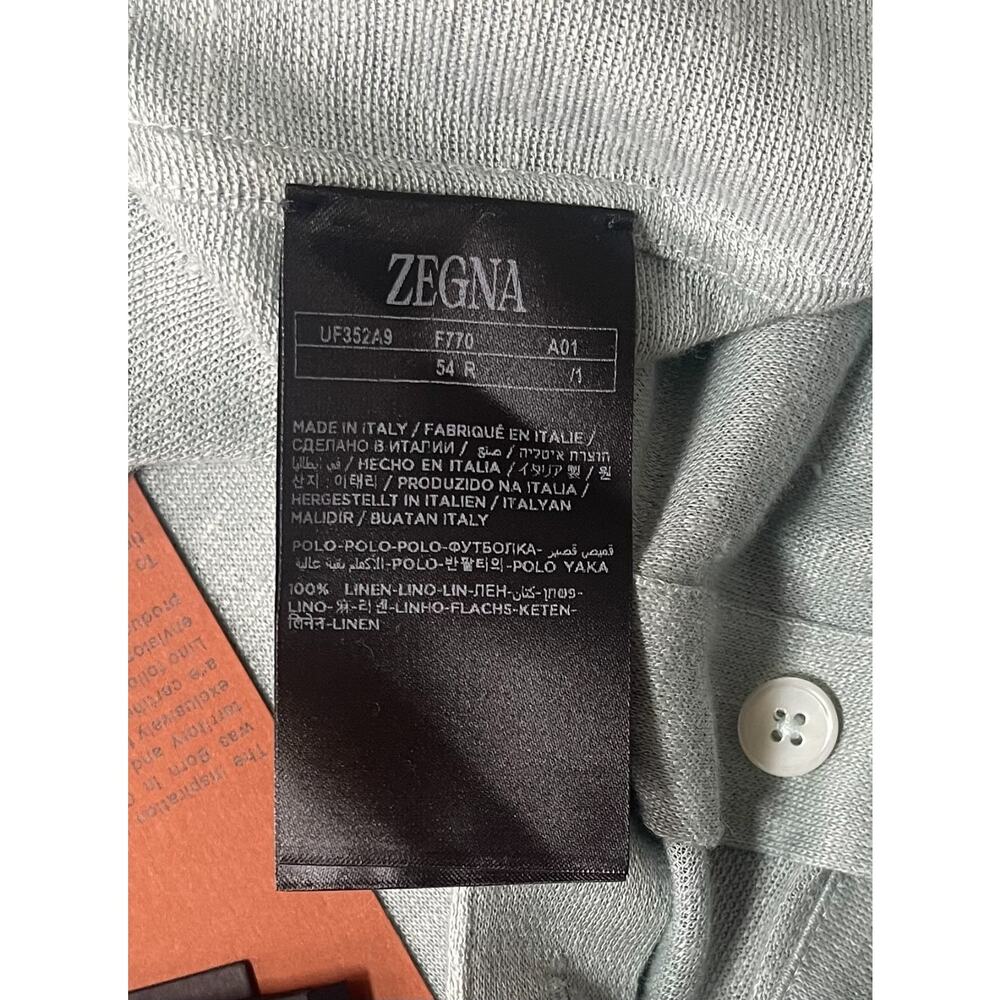 $1,250 NWT Ermenegildo Zegna Oasi Lino Polo Shirt Green Linen Luxury Italy XL - Picture 6 of 6